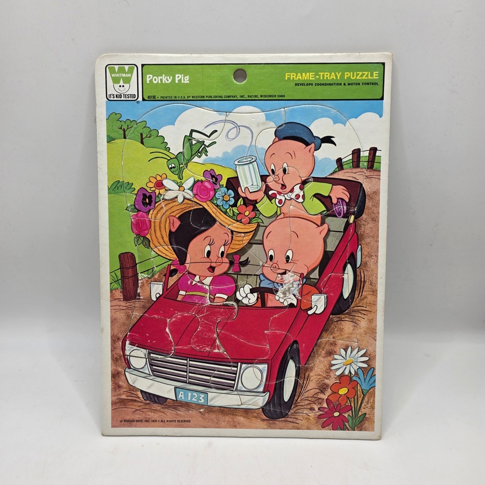 Whitman Porky Pig Puzzle Kids Multicolor Looney Tunes 1976 Vintage Retro Toy